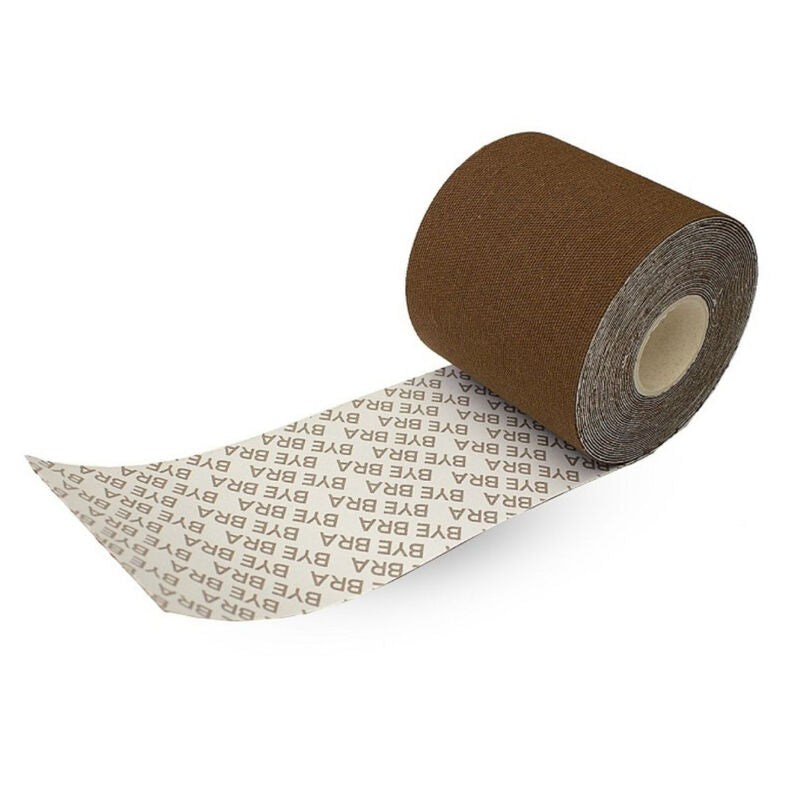Bye-Bra - Body Tape 5 M X 6,5 CM + 3 Paar Brustwarzenabdeckungen Braun