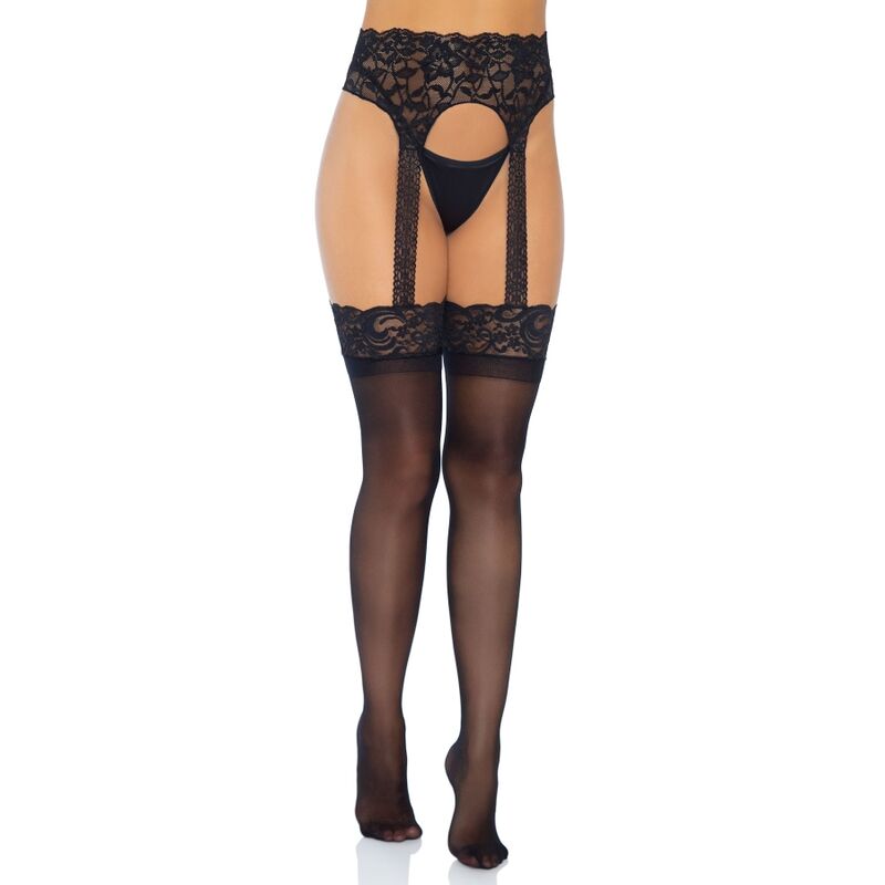 Leg Avenue - Blickdichte halterlose Strumpfhose Einheitsgröße