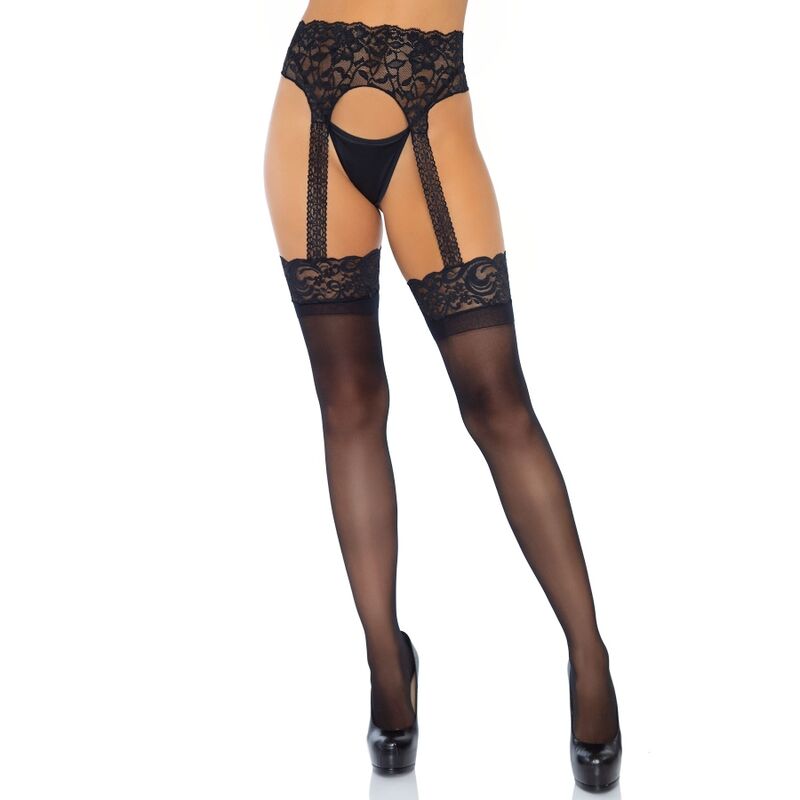 Leg Avenue - Blickdichte halterlose Strumpfhose Einheitsgröße