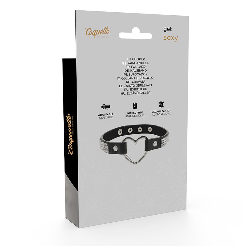 Coquette Chic Desire - Gargantilha de Couro Vegano com Coração