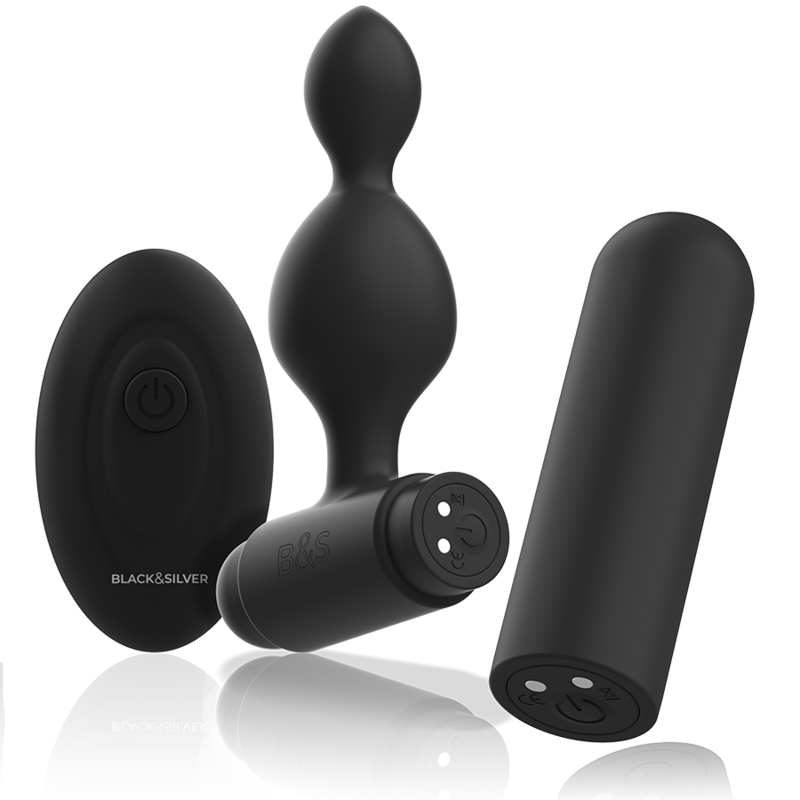 Black&silver - Controle Remoto de Plug Anal de Silicone Tucker Pequeno