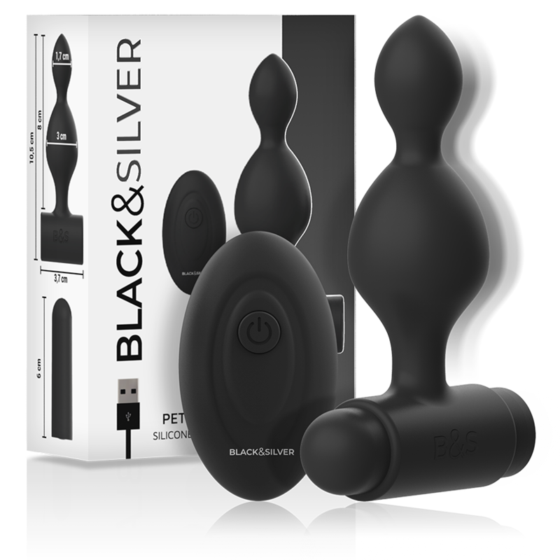 Black&silver - Controle Remoto de Plug Anal de Silicone Tucker Pequeno