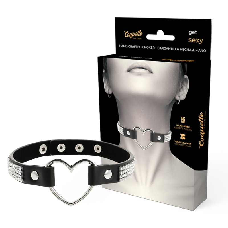 Coquette Chic Desire - Gargantilha de Couro Vegano com Coração
