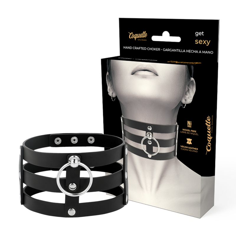 Coquette Chic Desire - Gargantilha de Couro Vegano Estilo Fetish