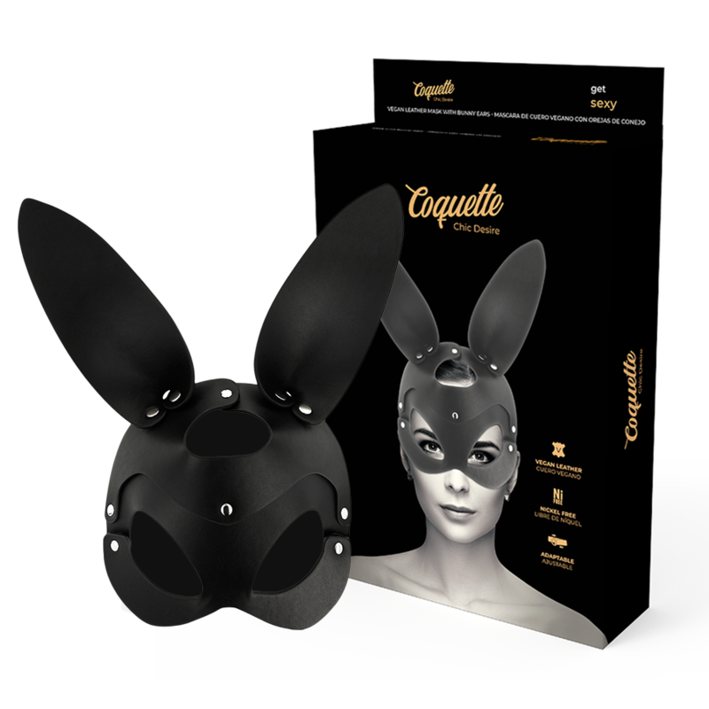 Coquette Chic Desire - Máscara de Couro Vegano com Orelhas de Coelho