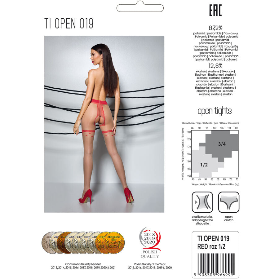 Passion - Tiopen 019 3/4-Hose Rot 20 Den