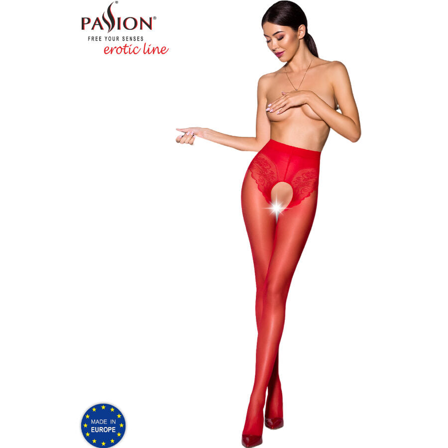 Passion - Tiopen 006 Rote 3/4-Strumpfhose 30 Den