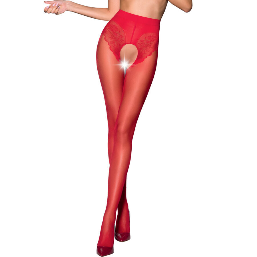 Passion - Tiopen 006 Rote 3/4-Strumpfhose 30 Den