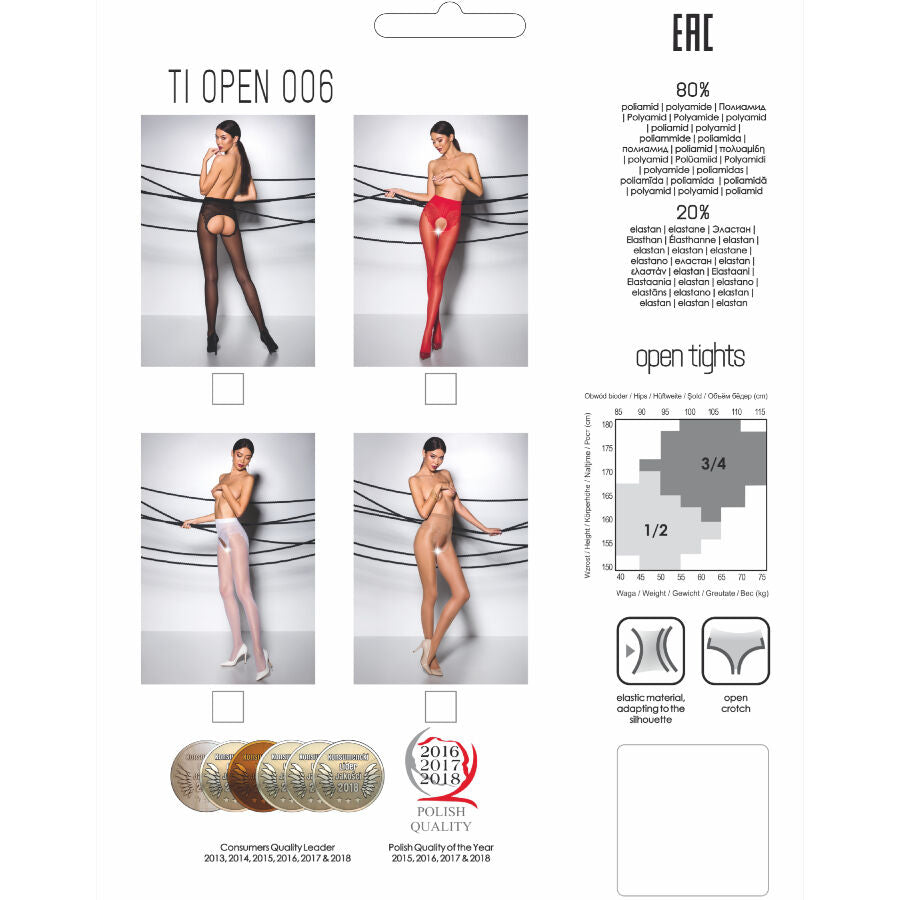 Passion - Tiopen 006 Rote 3/4-Strumpfhose 30 Den