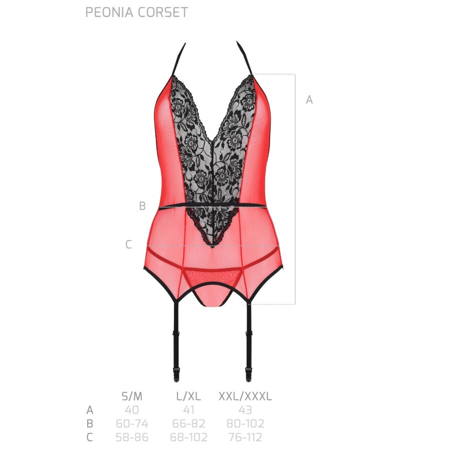 Passion - Peonia Korsett Erotiklinie Rot L/XL