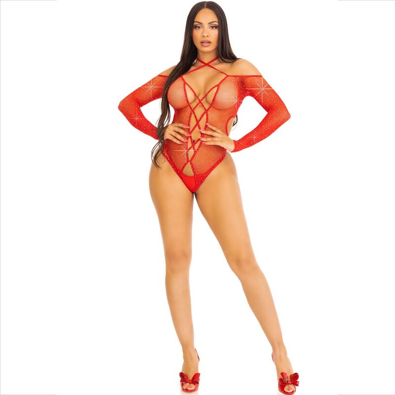 Leg Avenue – Schrittloser Body in glänzendem Rot
