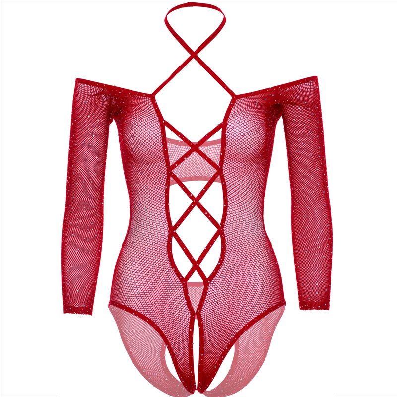 Leg Avenue – Schrittloser Body in glänzendem Rot