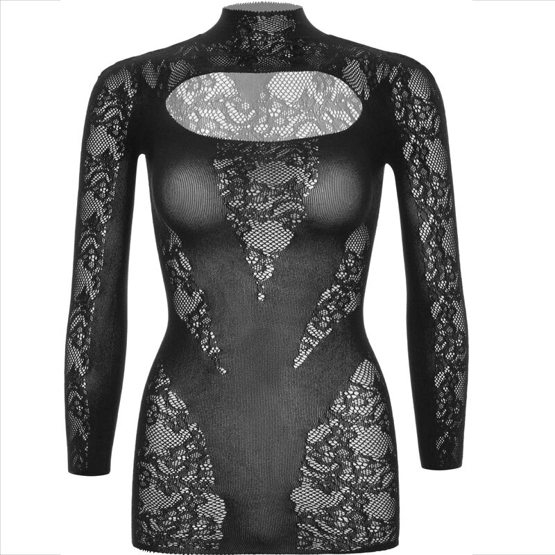 Leg Avenue - Mini Vestido com Renda Manga Comprida Preto