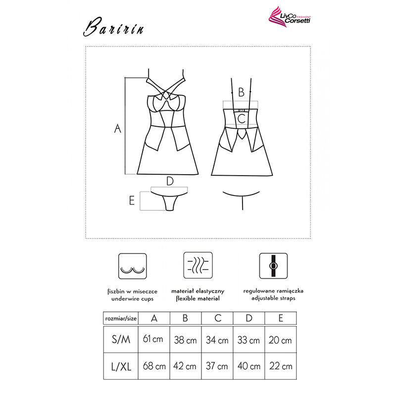 Livco Corsetti Fashion - Hemd Baririn Lc 90633 + schwarzer Slip L/XL
