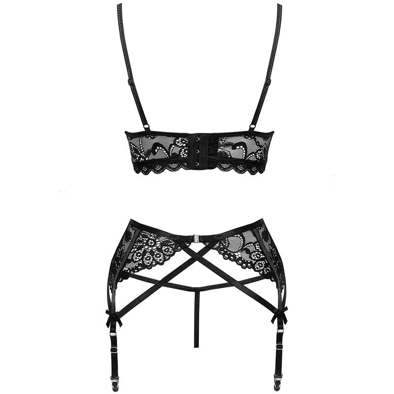 Livco Corsetti Fashion - Moridam Lc 90552 Sutiã + Cinta Liga + Calça Negro L/XL
