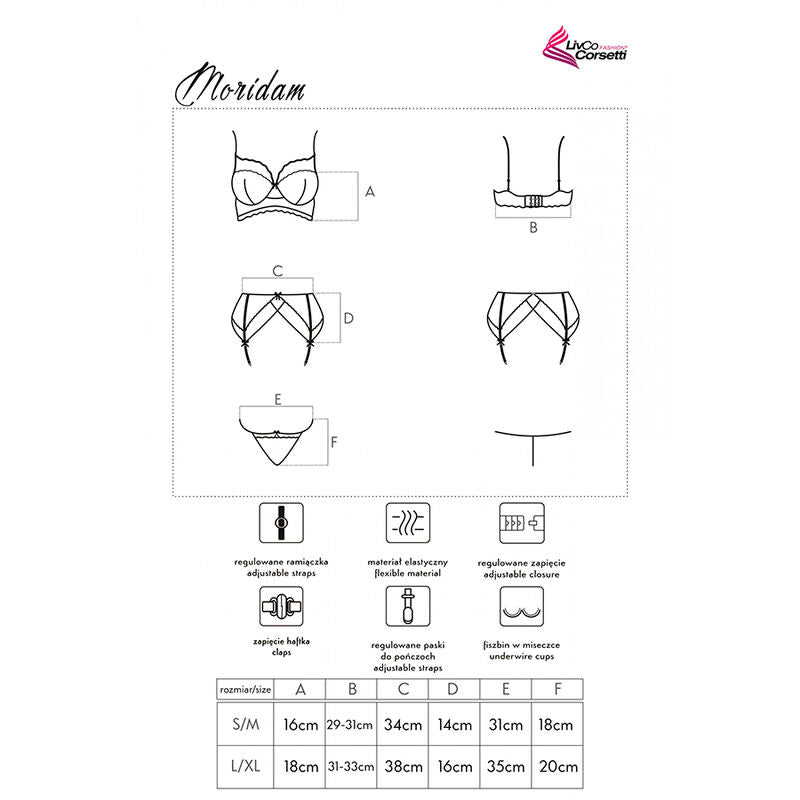 Livco Corsetti Fashion - Moridam Lc 90552 Sutiã + Cinta Liga + Calça Negro L/XL