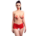 Chilirose - Cr 4641 Calça Crotchless Vermelha L/XL