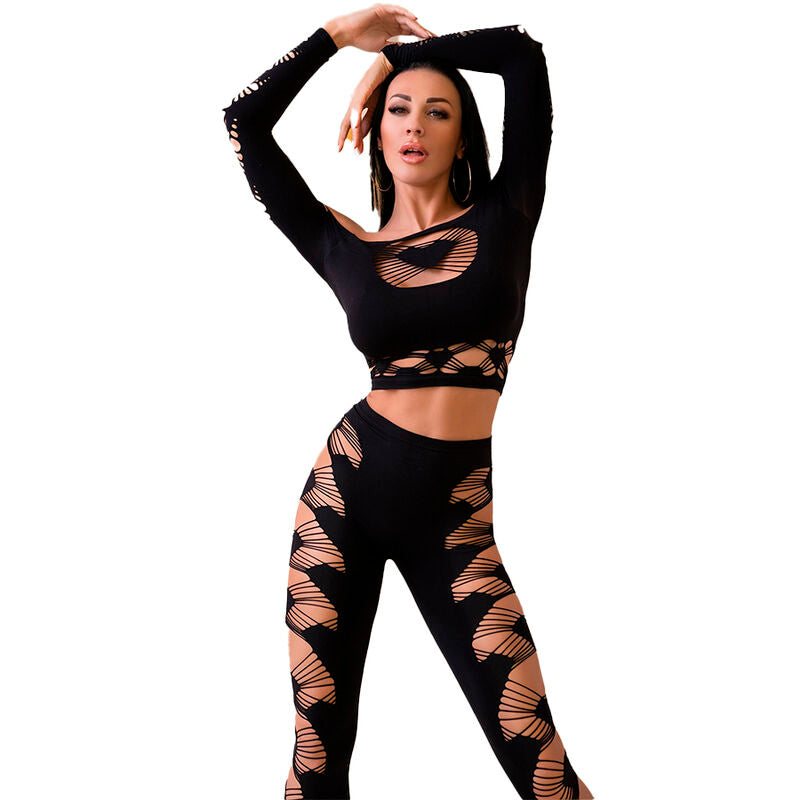 Chilirose - Cr 4436 Top & Leggins Preto S/L