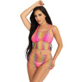 Leg Avenue - Fishnet-Set aus Oberteil und Hose, mehrfarbig