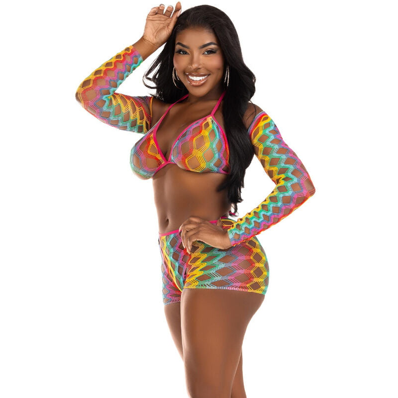 Leg Avenue - Conjunto de Três Peças Multicolor
