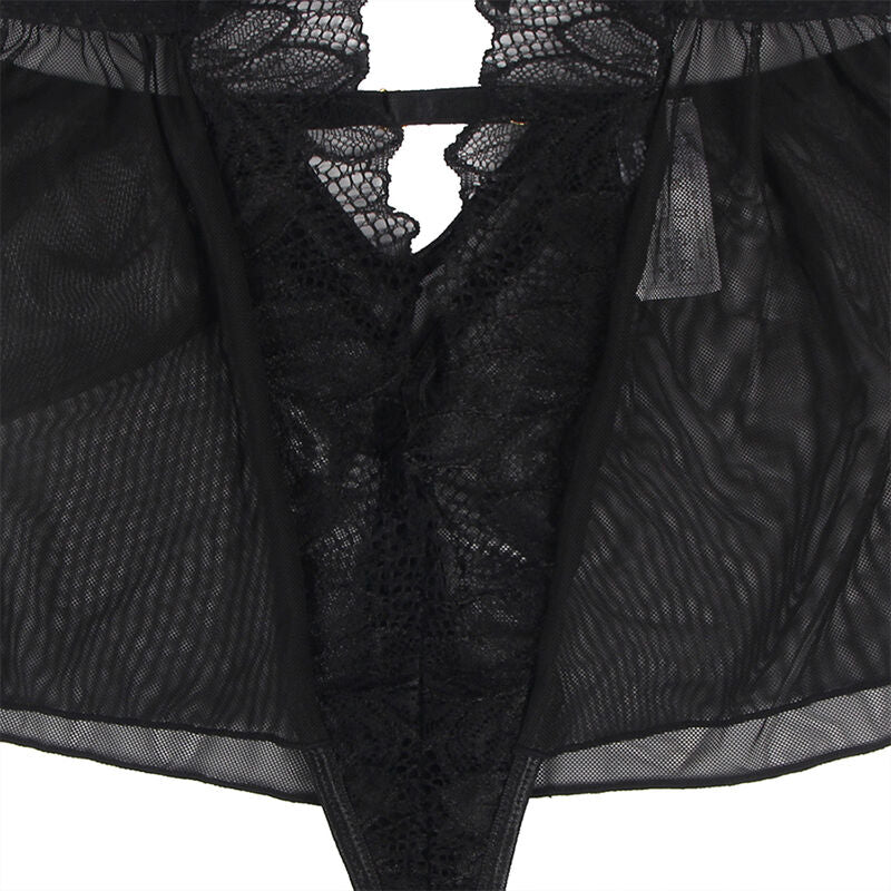 Subblime - Teddy mit Neckholder, rückenfrei, Spitze, Schwarz, L/XL