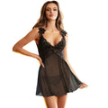Subblime - Babydoll Tecido de Tule com Detalhe Renda e Flor Preto L/XL