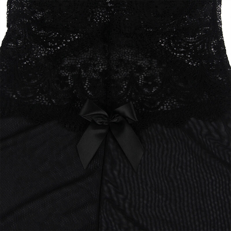 Subblime - Babydoll Tecido de Tule com Detalhe Renda e Flor Preto L/XL