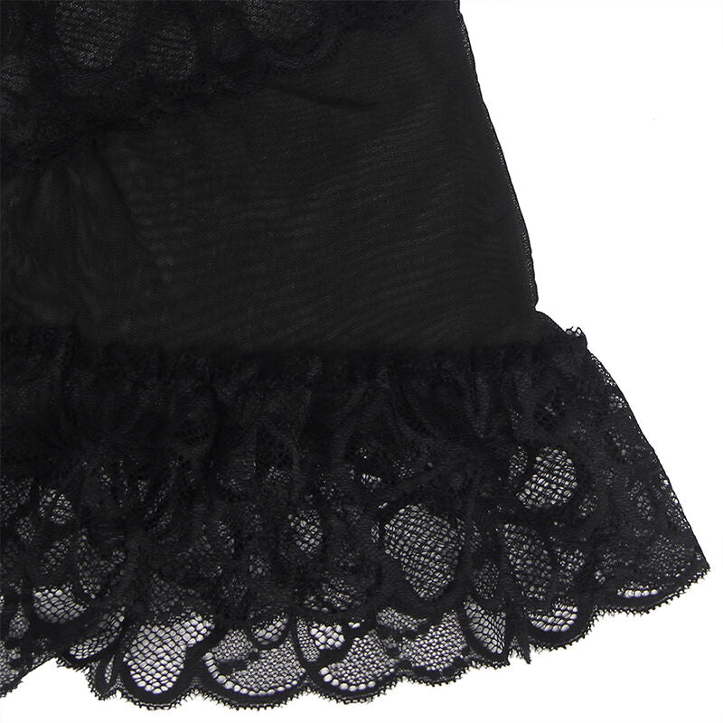 Subblime – Babydoll mit verstellbaren Trägern und transparentem Blumenspitzen-Muster Schwarz L/XL