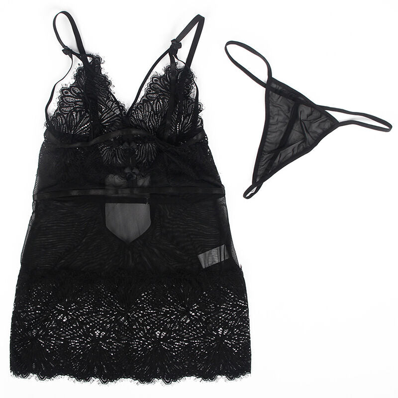 Subblime - Babydoll com Alas de Renda Ajustveis Preto L/XL