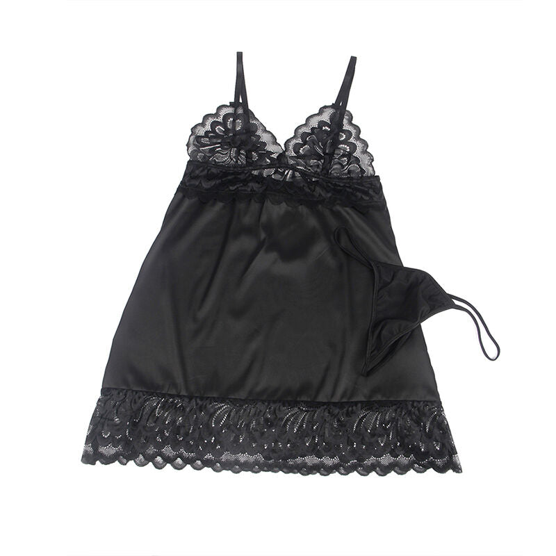 Subblime - Babydoll mit schwarz bedrucktem floralem Brustbereich S/M