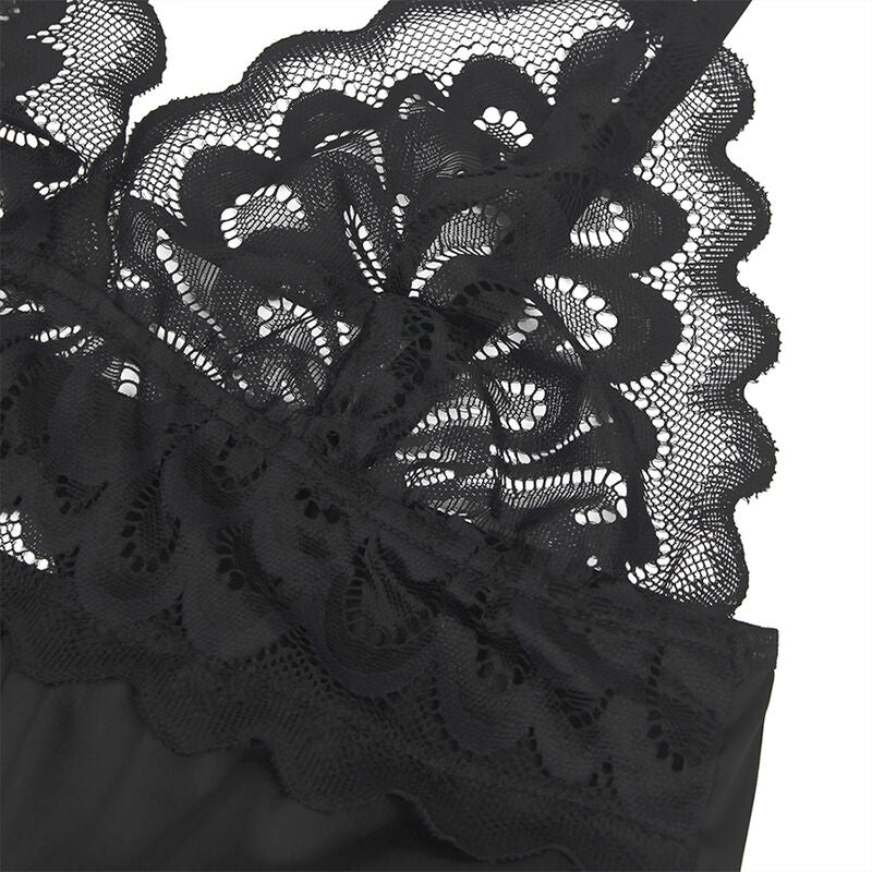 Subblime - Babydoll mit schwarz bedrucktem floralem Brustbereich S/M