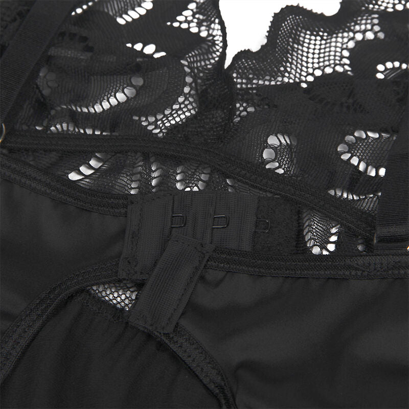 Subblime - Babydoll mit schwarz bedrucktem floralem Brustbereich S/M