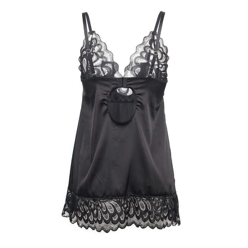 Subblime - Babydoll mit schwarz bedrucktem floralem Brustbereich S/M
