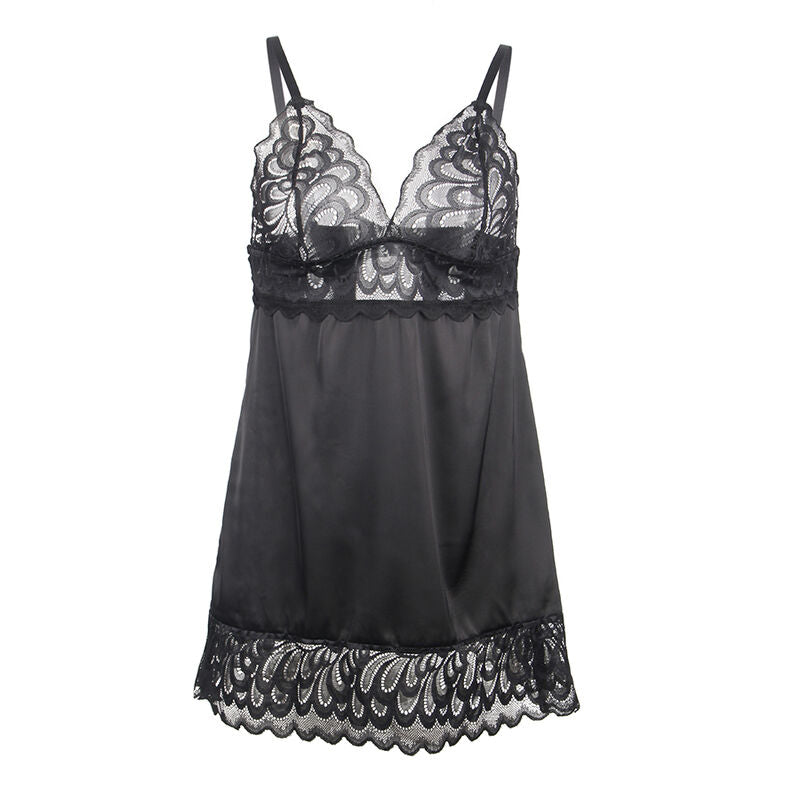 Subblime - Babydoll mit schwarz bedrucktem floralem Brustbereich S/M