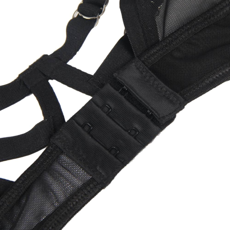 Subblime - Zweiteiliges Set mit transparentem BH und Riemen S/M