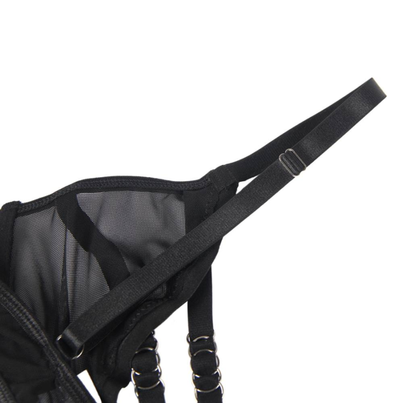Subblime - Zweiteiliges Set mit transparentem BH und Riemen S/M