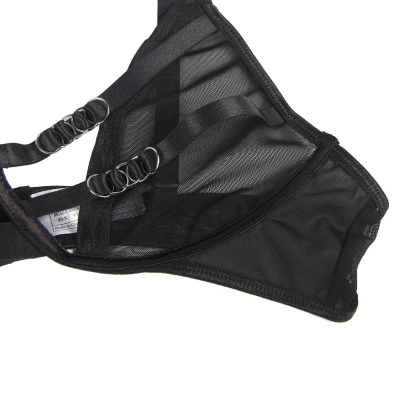 Subblime - Zweiteiliges Set mit transparentem BH und Riemen S/M