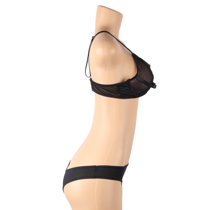 Subblime - Zweiteiliges Set mit transparentem BH und Riemen S/M