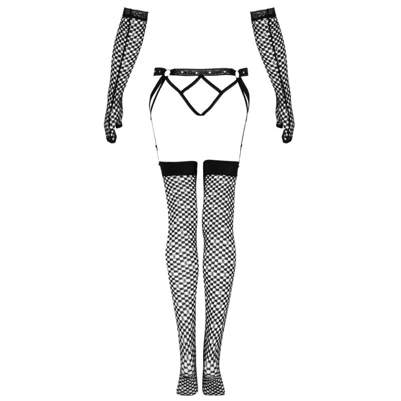 Livco Corsetti Fashion - Nemalia-Set Strumpfhalter + Strümpfe + schwarze Handschuhe