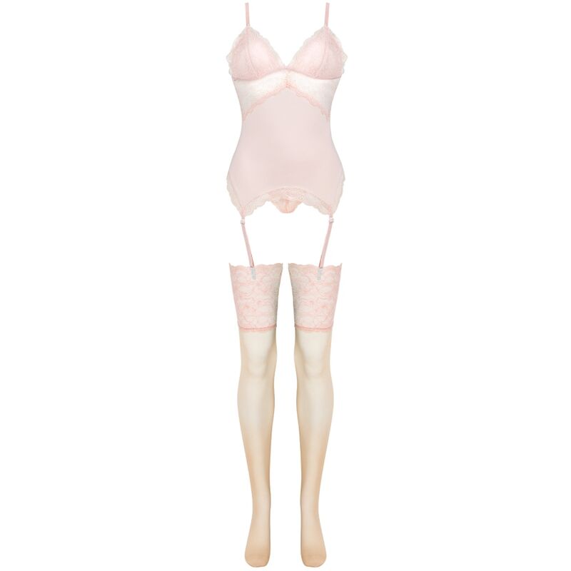 Livco Corsetti Fashion - Conjunto Persinne Pêssego Corset + Calcinha + Meias