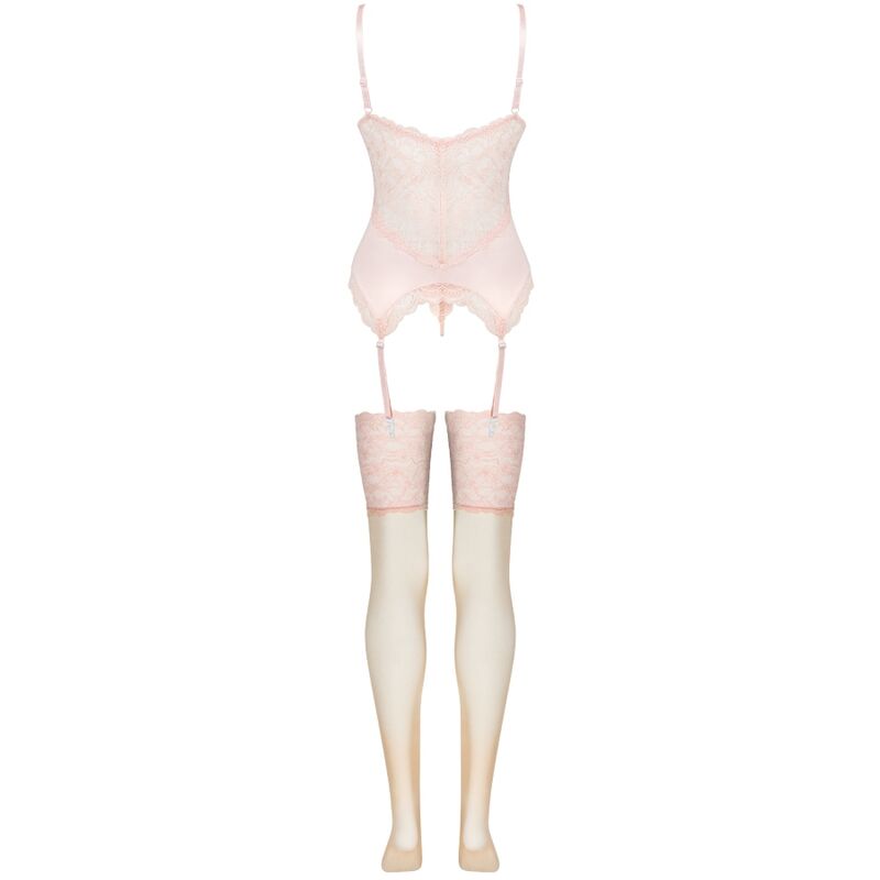 Livco Corsetti Fashion - Conjunto Persinne Pêssego Corset + Calcinha + Meias