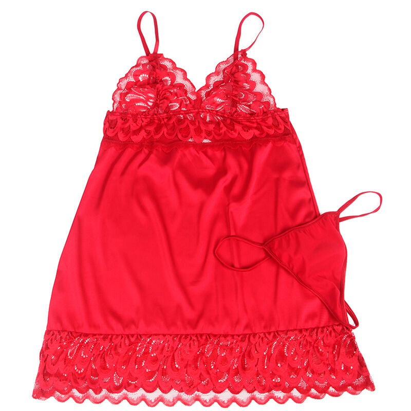 Subblime – Babydoll aus rotem Satin mit Spitze S/M