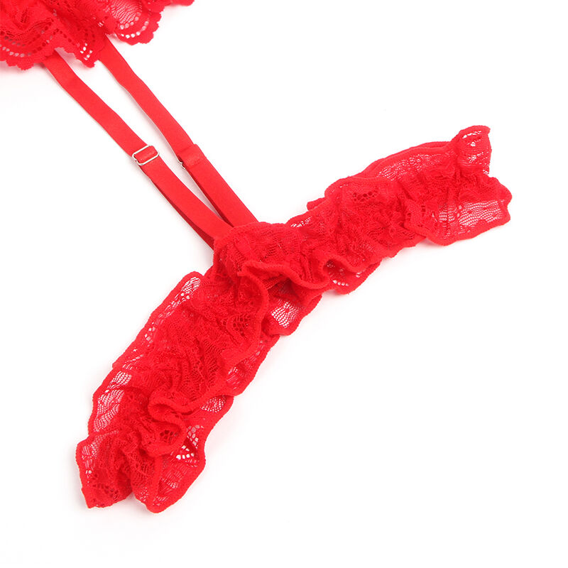 Subblime - Teddy com Liga com Detalhe Renda e Tiras Vermelha S/M