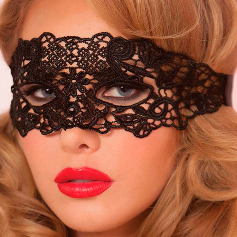 Queen Lingerie - Schwarze Spitzenmaske