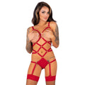 Livco Corsetti Fashion - Thiara Lc 20213 Body + Strumpf-Set Rot S/M