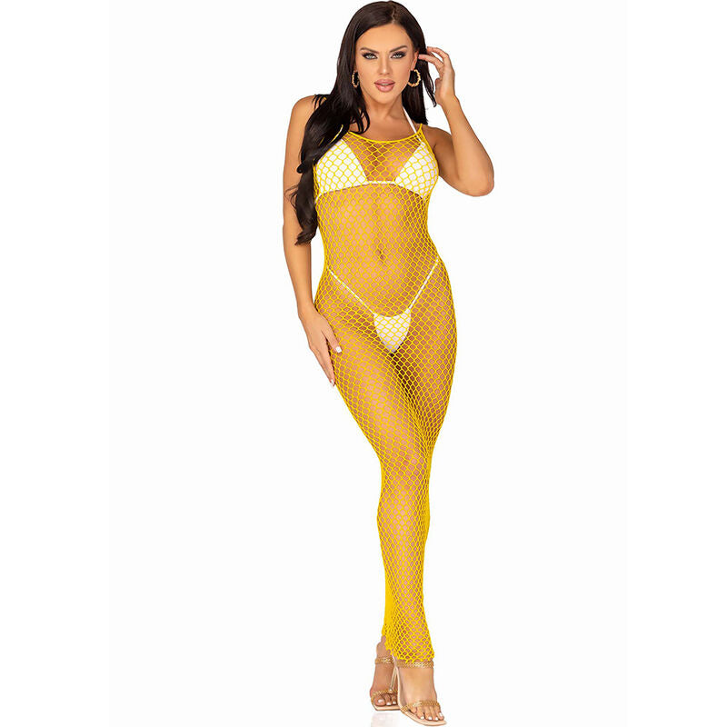 Leg Avenue - Langes Netz-Kleid Gelb Einheitsgröße