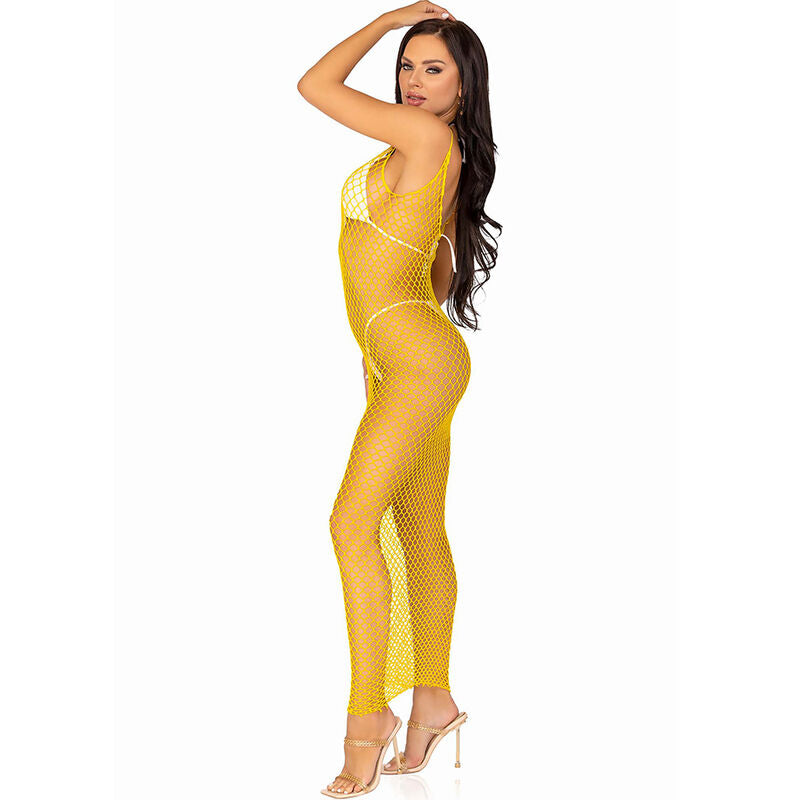 Leg Avenue - Langes Netz-Kleid Gelb Einheitsgröße