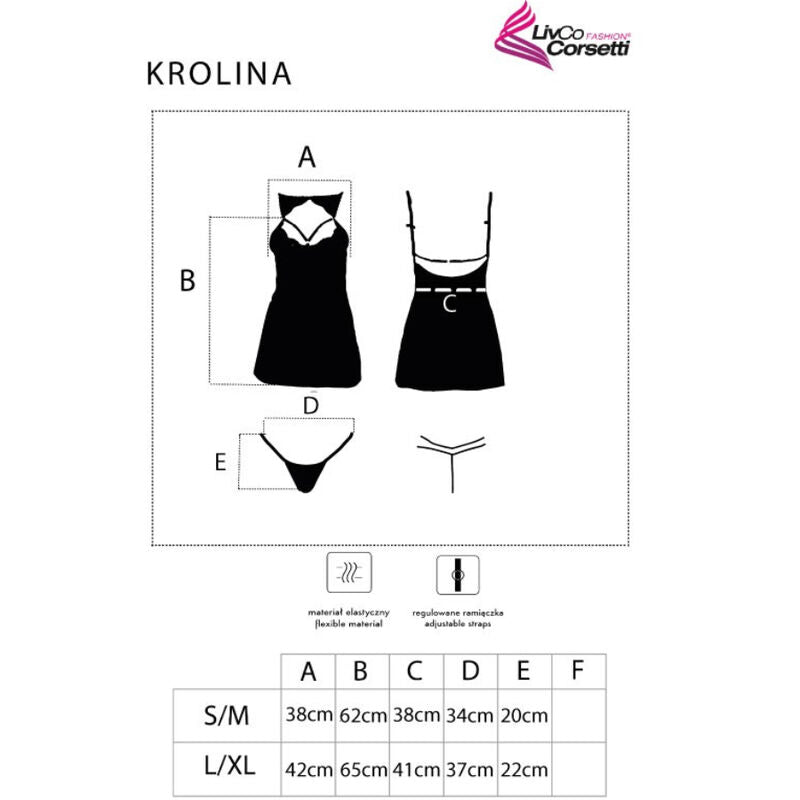 Livco Corsetti Fashion - Krolina Lc 90734 Chemise + Tanga Preta L/XL