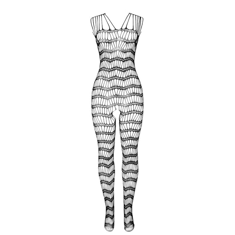 Subblime - 951696 Netz-Bodystocking mit Schrittöffnung und Flügeln an den Schultern, Schwarz, Einheitsgröße