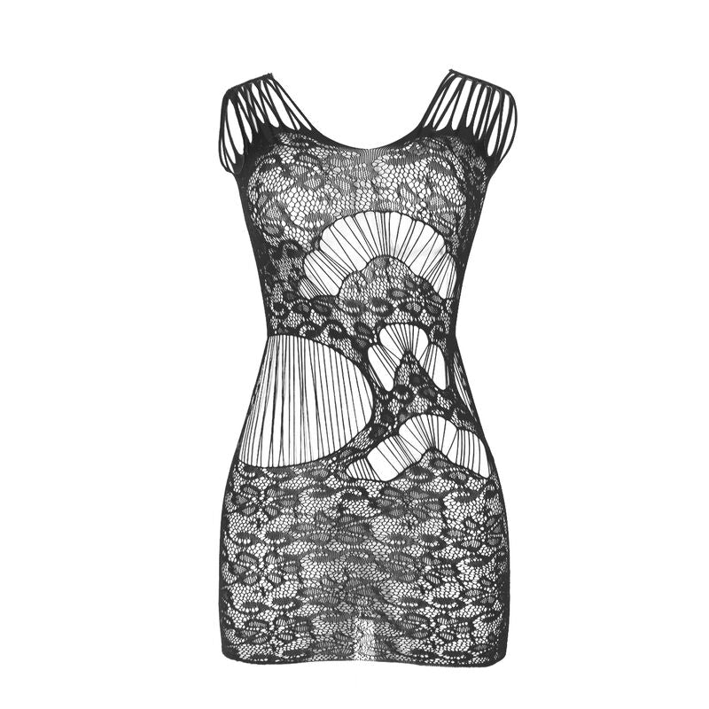 Subblime - 951771 Langes Kleid mit offenem Rücken und Netz-Optik, Schwarz, Einheitsgröße
